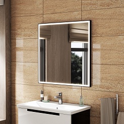 Teymi Зеркало Helmi Black Edition 80x80 Led с сенсором на взмах черное – фотография-3