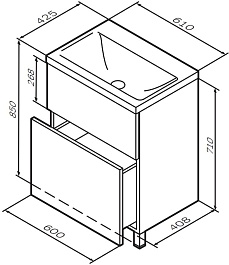 Am.Pm Тумба под раковину Gem 60 орех – фотография-9