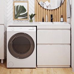 Vivon Тумба с раковиной под стиральную машину Donna 130R напольная белый глянец эмаль – фотография-1