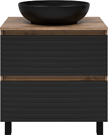 Brevita Мебель для ванной Dakota 70 подвесная дуб галифакс олово/черный кварц – фотография-2