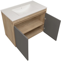 Teymi Тумба под раковину Netta 80 подвесная без фасада дуб – фотография-4