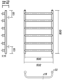 Domoterm Полотенцесушитель Стефано П6 500x800 хром – фотография-3