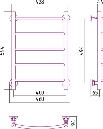Стилье Полотенцесушитель Версия-Н2 600х400 – фотография-2