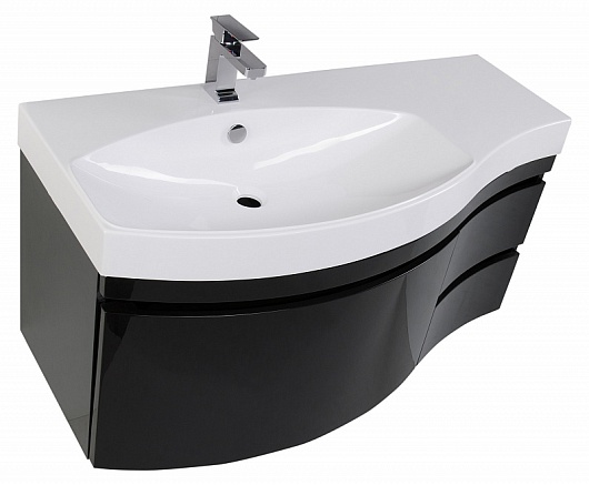 Aquanet Тумба с раковиной Опера 1-115 L с ящиком черная (169658) – фотография-6