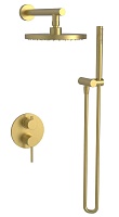 Paini Смеситель для ванны и душа Cox 78PJSET26911SH с верхним душем и душ. гарнитуром, встраиваемый, брошированное золото