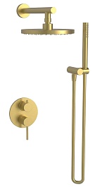 Paini Смеситель для ванны и душа Cox 78PJSET26911SH с верхним душем и душ. гарнитуром, встраиваемый, брошированное золото – фотография-1