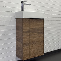 Comforty Тумба с раковиной Асти 40 9140 подвесная дуб темно-коричневый – фотография-1