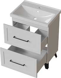 Mixline Тумба с раковиной Риф 60 2 ящика белая – фотография-3