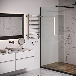 Aringa Полотенцесушитель электрический Киото 80x50 AR03001CH с полкой хром – фотография-3