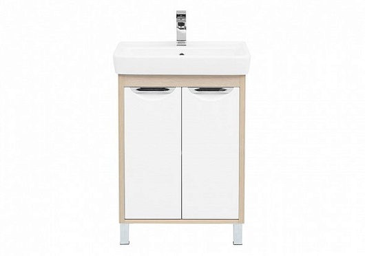 Aquanet Тумба с раковиной Гретта 60 new 2 двери, светлый дуб – картинка-7