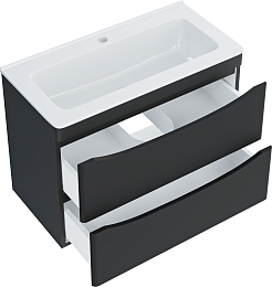 Vivon Тумба с раковиной Ostin 70 подвесная черная матовая – фотография-7