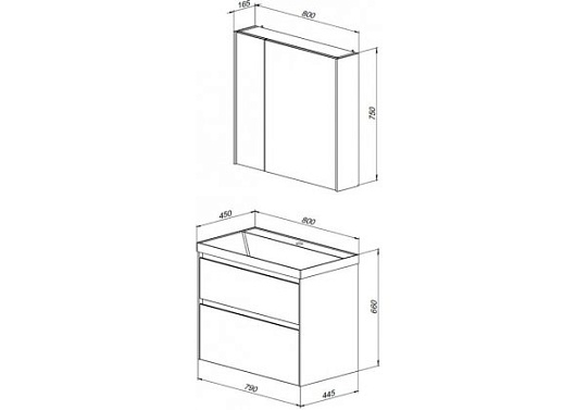 Aquanet Комплект мебели Гласс 80 – картинка-7