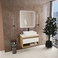 Teymi Тумба с раковиной Ritta 85 дуб эврика/белый матовый T60531 раковина T50005 – фотография-2