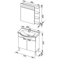 Aquanet Мебель для ванной "Адель 80" черная – фотография-7