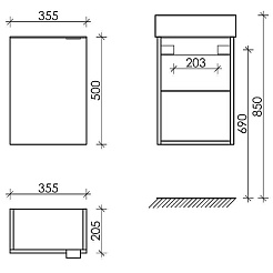 Sancos Тумба с раковиной Mini 35 L дуб чарльстон раковина Element 37/21 L CN5008 – фотография-4