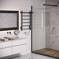 Aringa Полотенцесушитель электрический Киото 80x50 AR03003BL с полкой черный – фотография-3