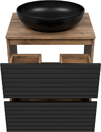 Brevita Тумба с раковиной Dakota 60 дуб галифакс олово/черный кварц – фотография-3