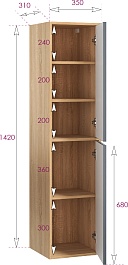 Onika Шкаф пенал Дайлер 35 подвесной графит/дуб сонома – фотография-9