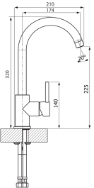 Florentina Смеситель "Альфа AV" песочный для кухонной мойки – фотография-2