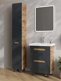 Onika Шкаф пенал Айленд 30 R графит/дуб крафт золотой – фотография-6