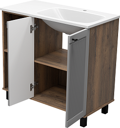 Brevita Мебель для ванной Lumus 90 R с подсветкой серая/дуб галифакс олово – фотография-16