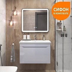 Vigo Тумба с раковиной Grani 80 1 ящик подвесная белая – фотография-4