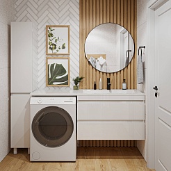 Vivon Тумба с раковиной под стиральную машину Donna 150R подвесная белый глянец – фотография-13