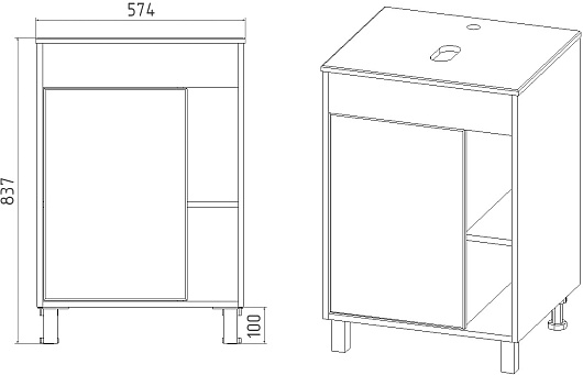 Viant Мебель для ванной Бостон 56 графит/дуб вотан – фотография-16