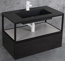 Cezares Тумба и каркас с раковиной Cadro 80 Nero