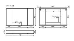 Sancos Зеркало-шкаф Mirror 120 с подсветкой MI120EG дуб галифакс натуральный – фотография-4