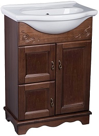 Bas Мебель для ванной Варна 60 орех, глухие дверцы, зеркало-шкаф – фотография-3