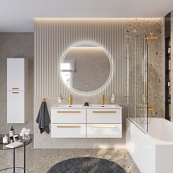 BelBagno Мебель для ванной Eco Cer-N 120 с 4 ящиками bianco lucido CZR-8095-120-2 ручки сатиновое золото – фотография-2