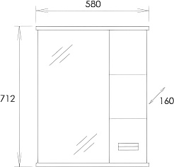 Onika Зеркальный шкаф Балтика 58.01 Black R белый – фотография-6