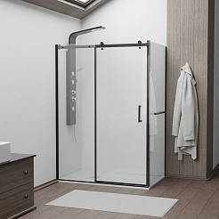 RGW Душевой уголок Tornado TO-44-1B (TO-14B + Z-060-2B) 150x90 профиль черный стекло прозрачное – фотография-2