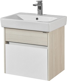 Акватон Тумба с раковиной Верди Pro 60 подвесная белая/ясень фабрик – фотография-1