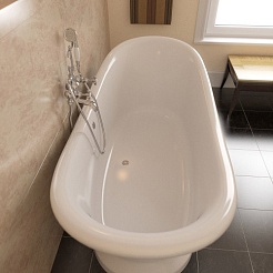 Фэма Ванна из литьевого мрамора Габриэлла, опоры золото – фотография-3