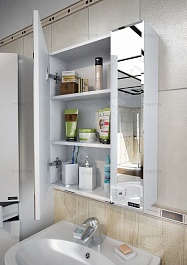 СанТа Зеркальный шкаф Стандарт 90 трельяж фацет белый – фотография-5