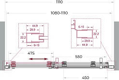 BelBagno Душевая дверь в нишу Marino MARINO-2-BF-1-110-C-GM 110x195 профиль оружейная сталь стекло прозрачное – фотография-9