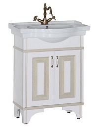 Aquanet Тумба с раковиной Валенса 70 белый краколет/золото (182655) – фотография-1