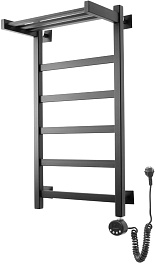 Domoterm Полотенцесушитель электрический Квадро Плюс П6 400x800 ER с полкой черный – фотография-2