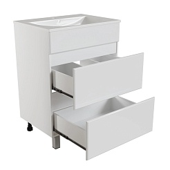 Mixline Тумба с раковиной Брикс 60 с 2 ящиками белая – фотография-2
