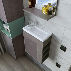 Бриклаер Тумба с раковиной Кристалл 40 софт графит/ясень анкор темный – фотография-4