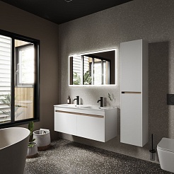 Sancos Тумба с раковиной Smart 120-2 белый глянец раковина Element 121-2 CN7004 – фотография-4