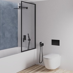 Paini Шторка на ванну Screen 80 Paini-ScreenWT80F неподвижная, принт рамка, профиль черный – фотография-4