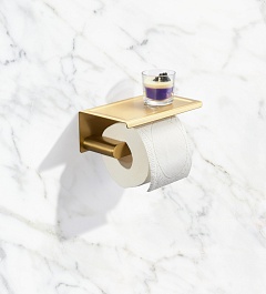 Milacio Держатель туалетной бумаги Ultra MCU.963.GD с полкой золото – фотография-3