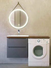 Jorno Тумба с раковиной Wood 120 серая под стиральную машину столешница тёмная – фотография-2