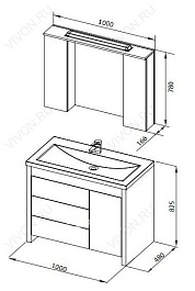 Aquanet Тумба с раковиной "Тиана 100" светлый дуб с б/к (172808) – фотография-3