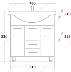 Onika Тумба с раковиной Моника 75.17 с б/к – фотография-3