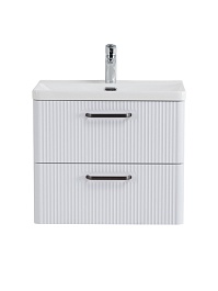 BelBagno Тумба с раковиной Due 50 подвесная Bianco Lucido ручки Матовый тёмный никель – фотография-2