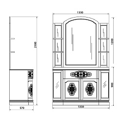 Demax Мебель для ванной "Париж 135" вишня (172018) – фотография-11